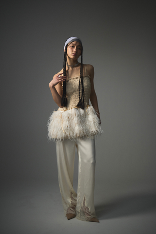[FAY/DEW×Naitlovy] feather multi onepiece《cream》